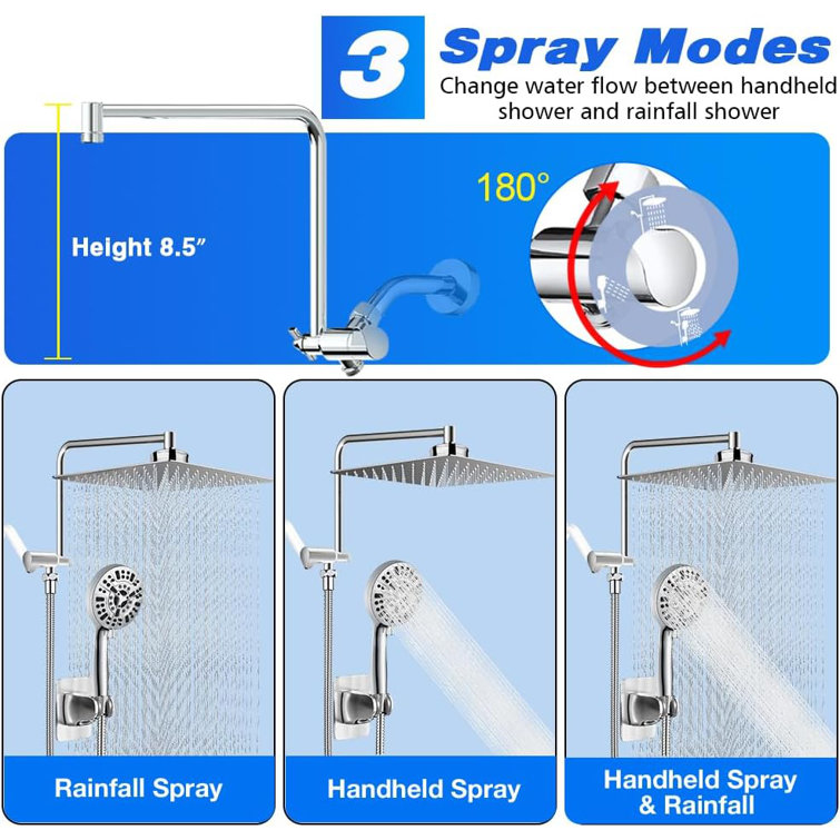 Hoomic Rain Dual Shower Head 1.8 GPM GPM Wayfair Canada